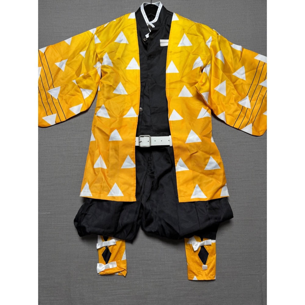 Kids Zenitsu Agatsuma Cosplay Costume Set Demon Slayer Anime Halloween Outfit